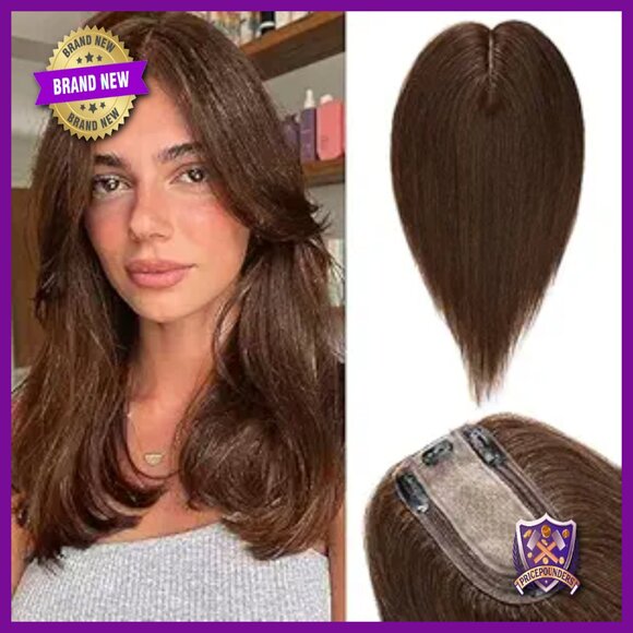 Silk Base Human Hair Topper 150% Density 7x13cm Clip-In Hairpiece